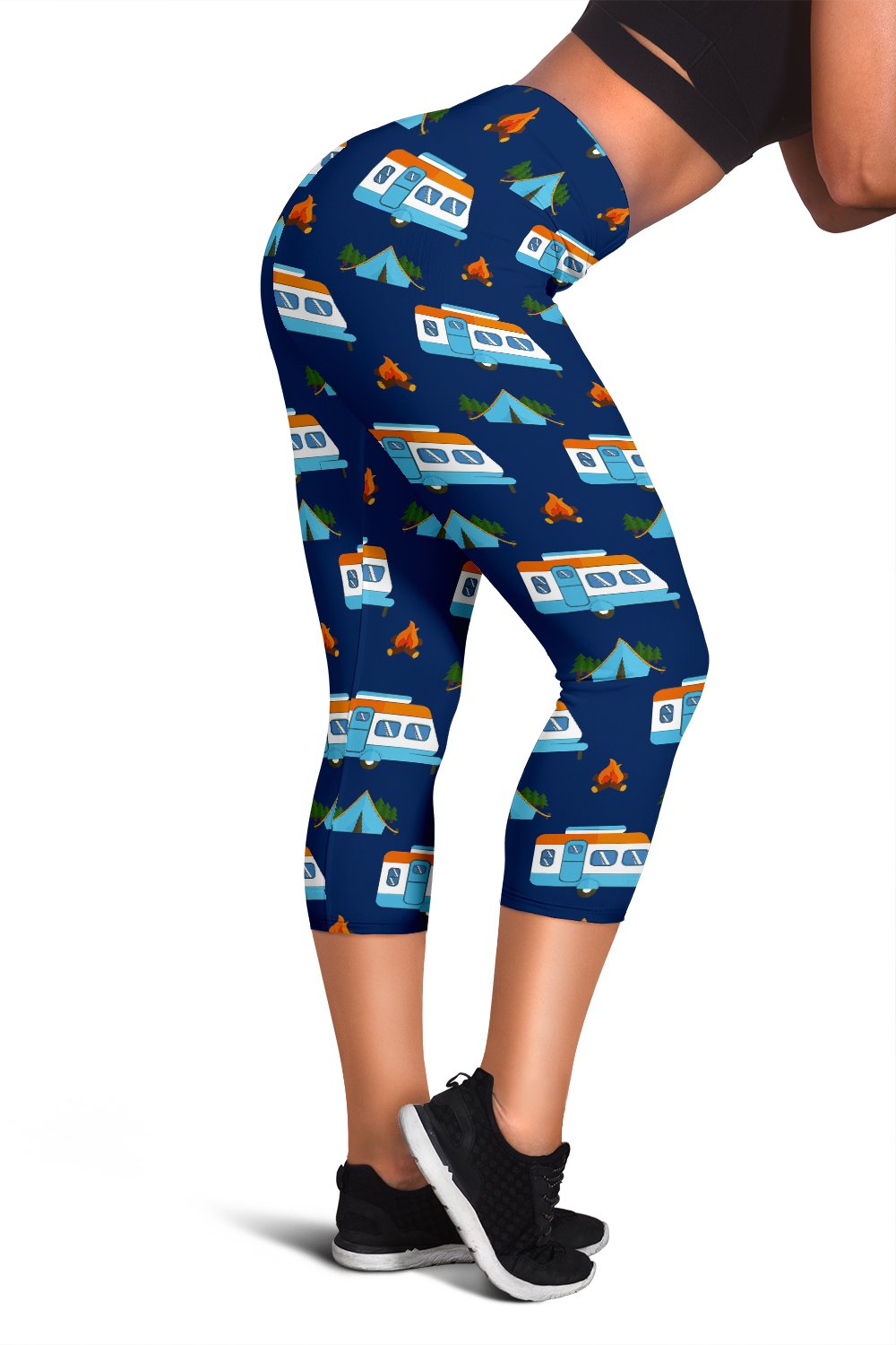 Camper Pattern Camping Themed No 3 Print Women Capris