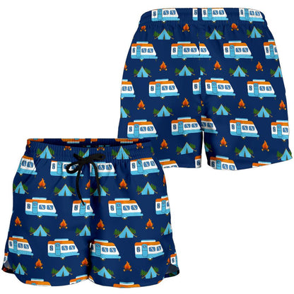 Camper Pattern Camping Themed No 3 Print Women Shorts-JTAMIGO.COM
