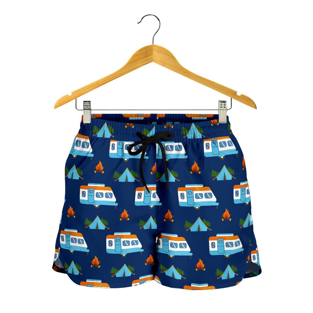 Camper Pattern Camping Themed No 3 Print Women Shorts-JTAMIGO.COM