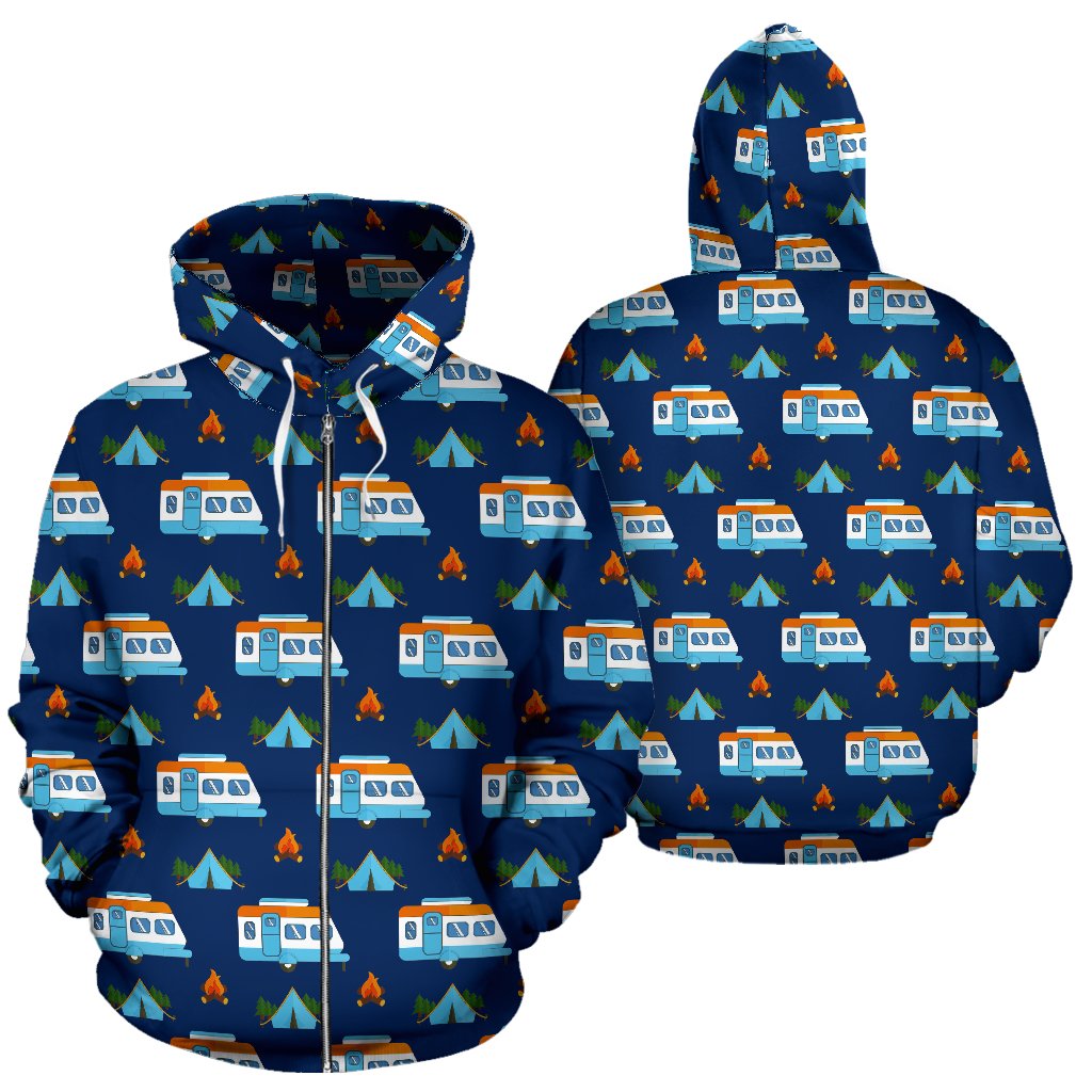 Camper Pattern Camping Themed No 3 Print Zip Up Hoodie