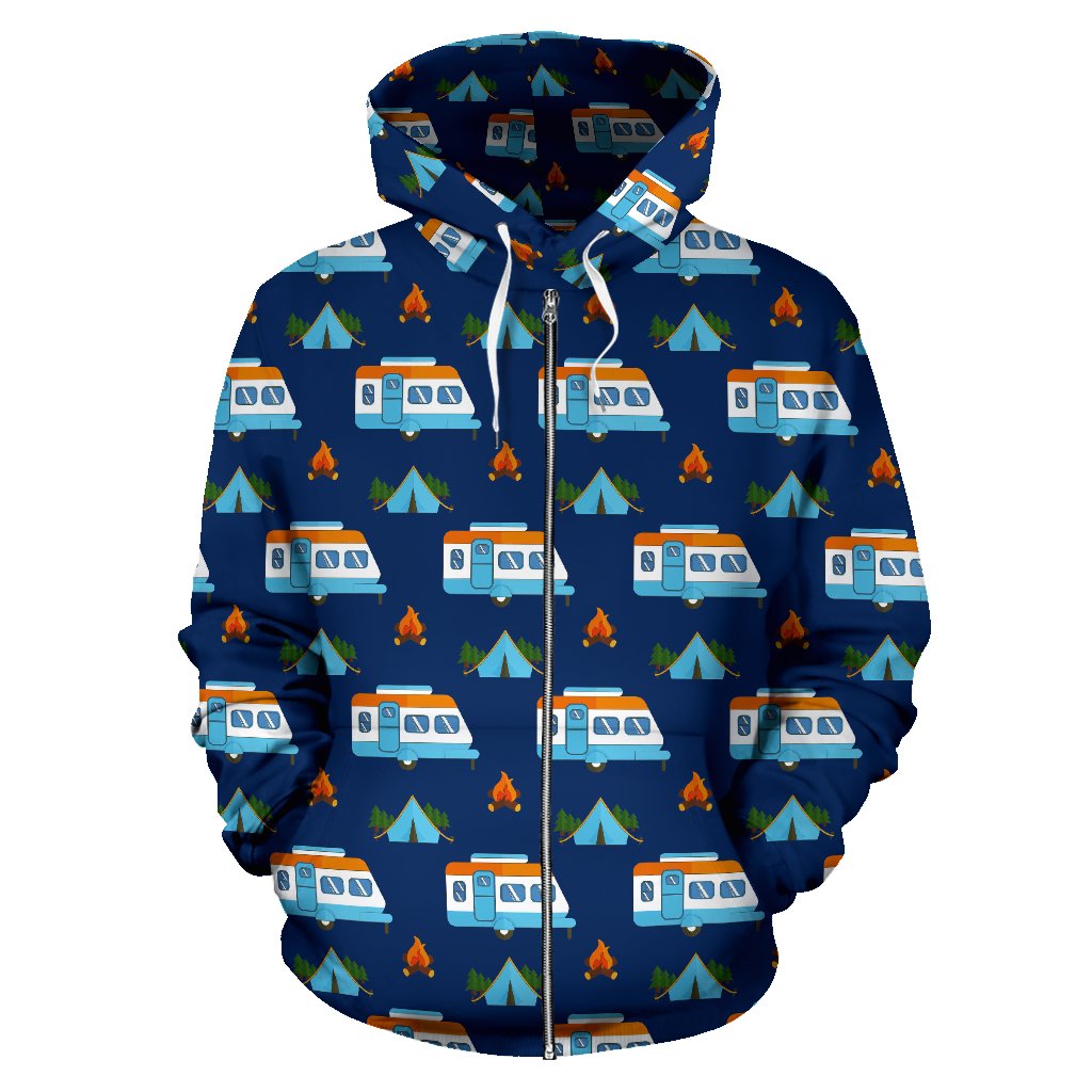 Camper Pattern Camping Themed No 3 Print Zip Up Hoodie