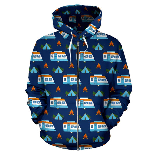 Camper Pattern Camping Themed No 3 Print Zip Up Hoodie