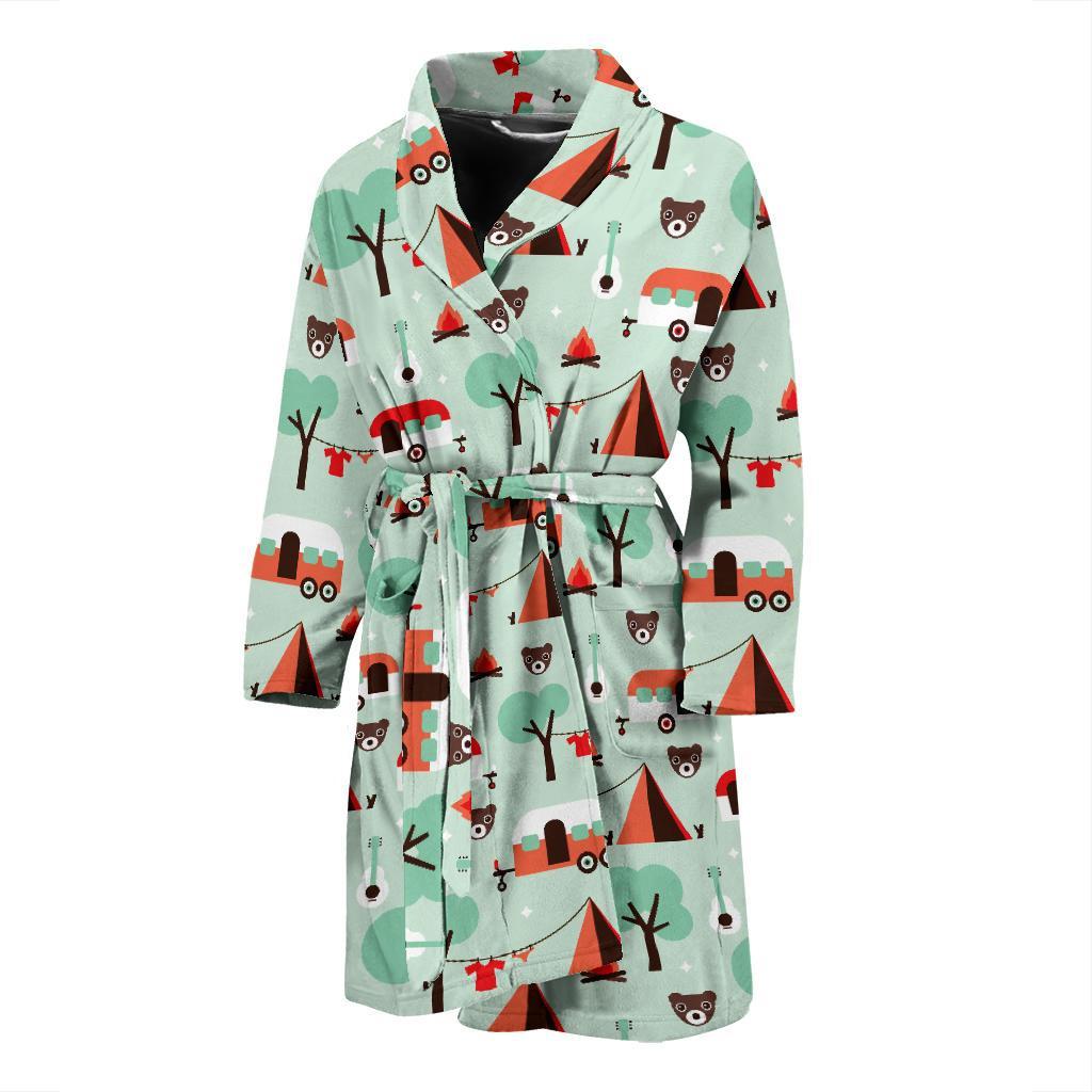 Camper Tent Pattern Print Design 01 Men Bathrobe-JORJUNE.COM