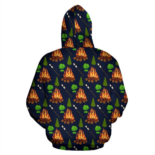 Campfire Marshmallow Camping Design Print Zip Up Hoodie