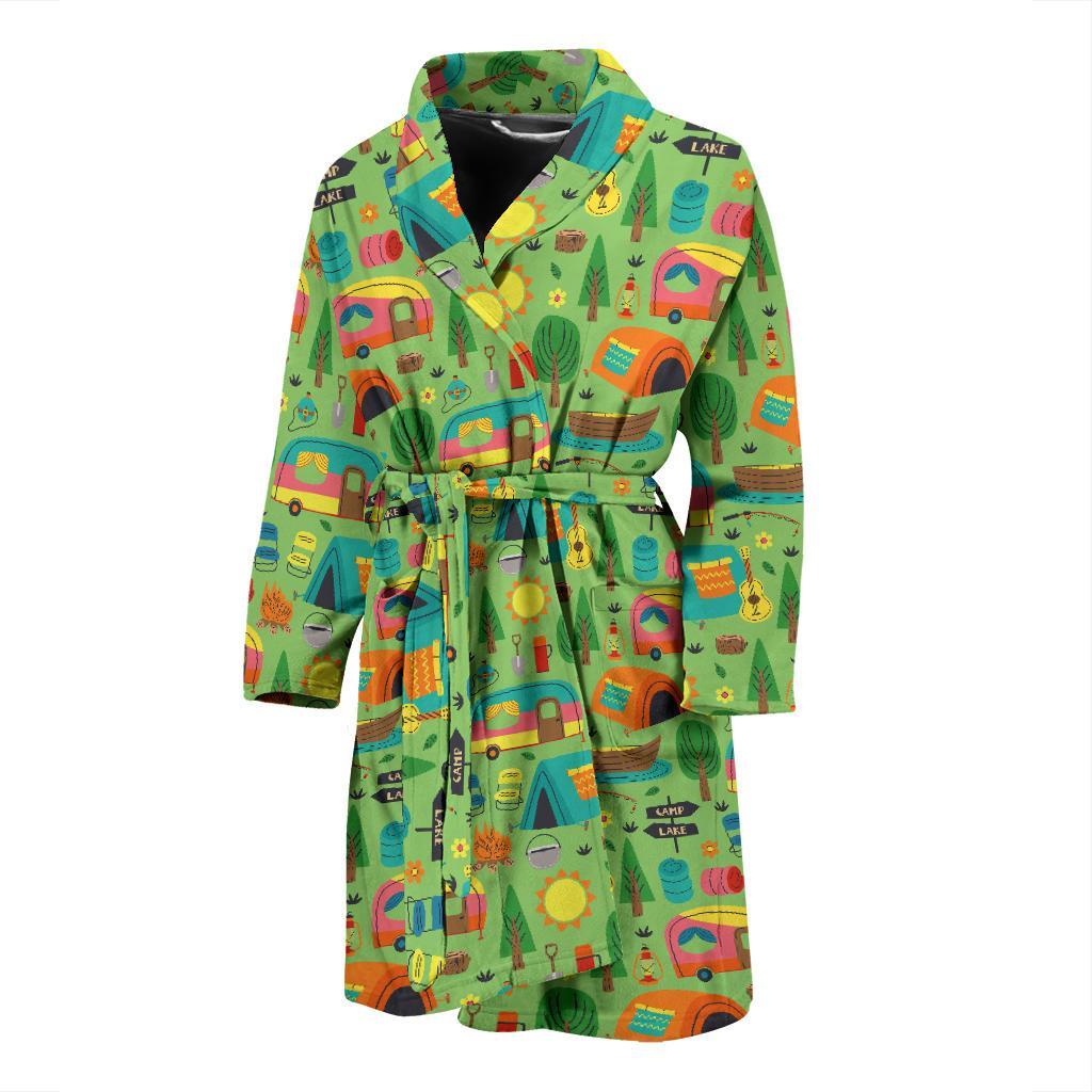 Camping Camper Pattern Print Design 04 Men Bathrobe-JORJUNE.COM