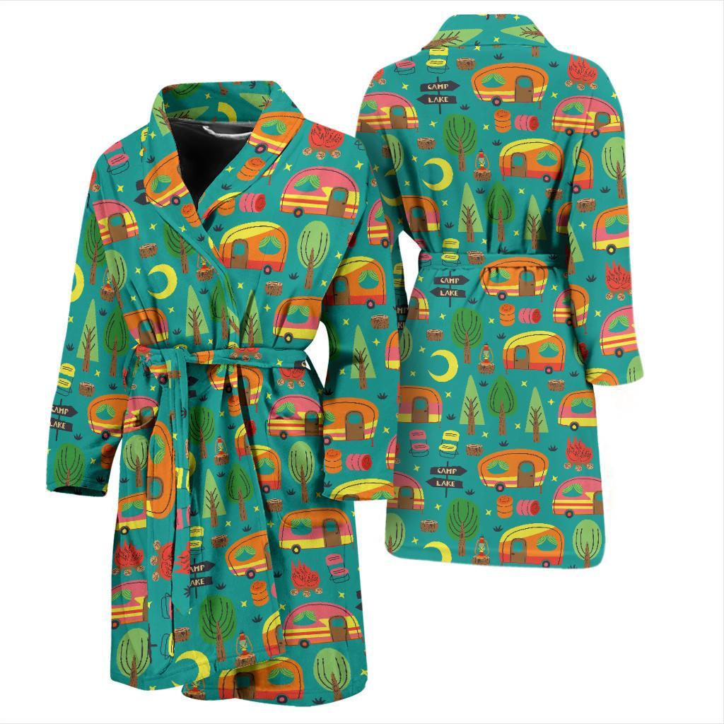 Camping Camper Pattern Print Design 05 Men Bathrobe-JORJUNE.COM