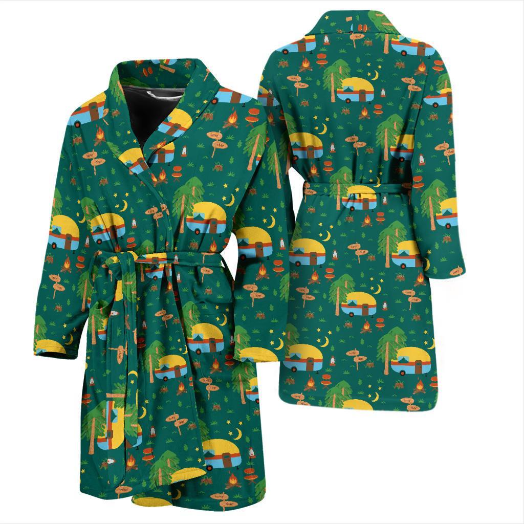 Camping Camper Pattern Print Design 06 Men Bathrobe-JORJUNE.COM