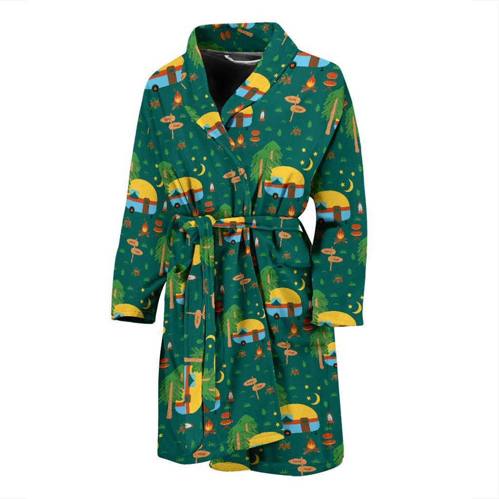 Camping Camper Pattern Print Design 06 Men Bathrobe-JORJUNE.COM