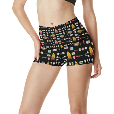 Camping Campfire Marshmallows High Waisted Spandex Shorts-JTAMIGO.COM