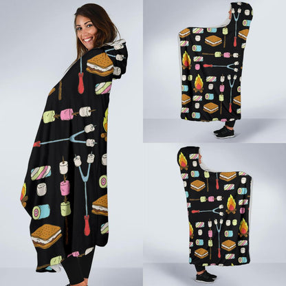 Camping Campfire Marshmallows Hooded Blanket-JTAMIGO.COM