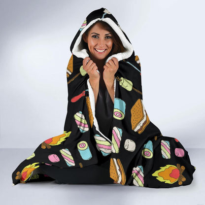 Camping Campfire Marshmallows Hooded Blanket-JTAMIGO.COM