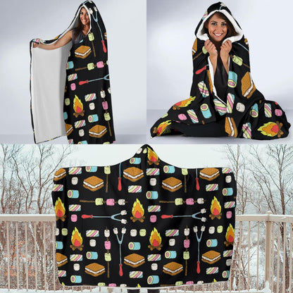 Camping Campfire Marshmallows Hooded Blanket-JTAMIGO.COM