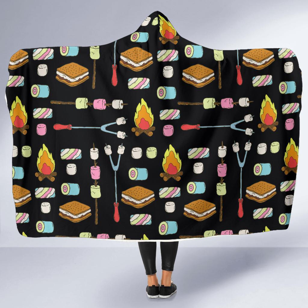 Camping Campfire Marshmallows Hooded Blanket-JTAMIGO.COM