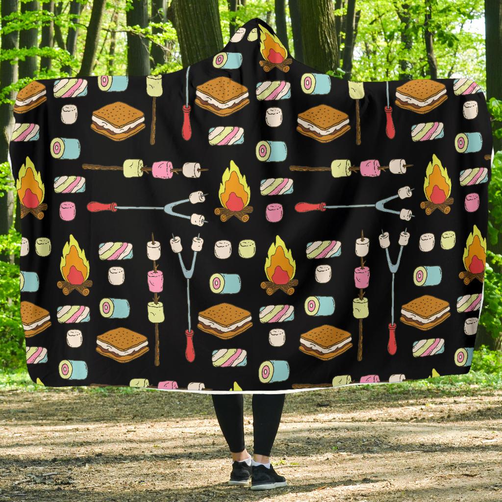 Camping Campfire Marshmallows Hooded Blanket-JTAMIGO.COM
