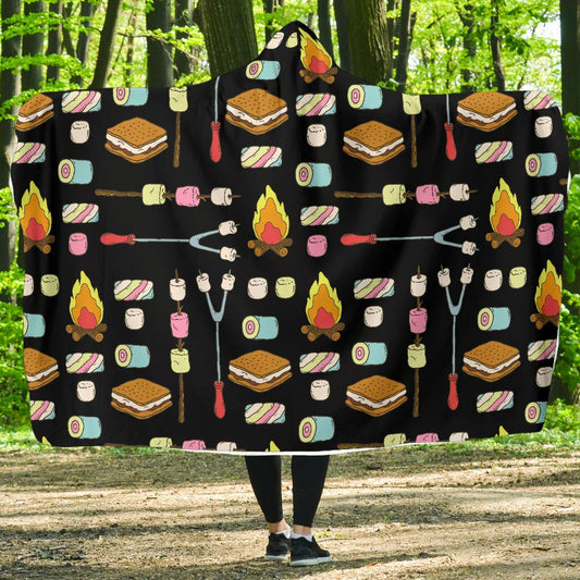Camping Campfire Marshmallows Hooded Blanket-JTAMIGO.COM