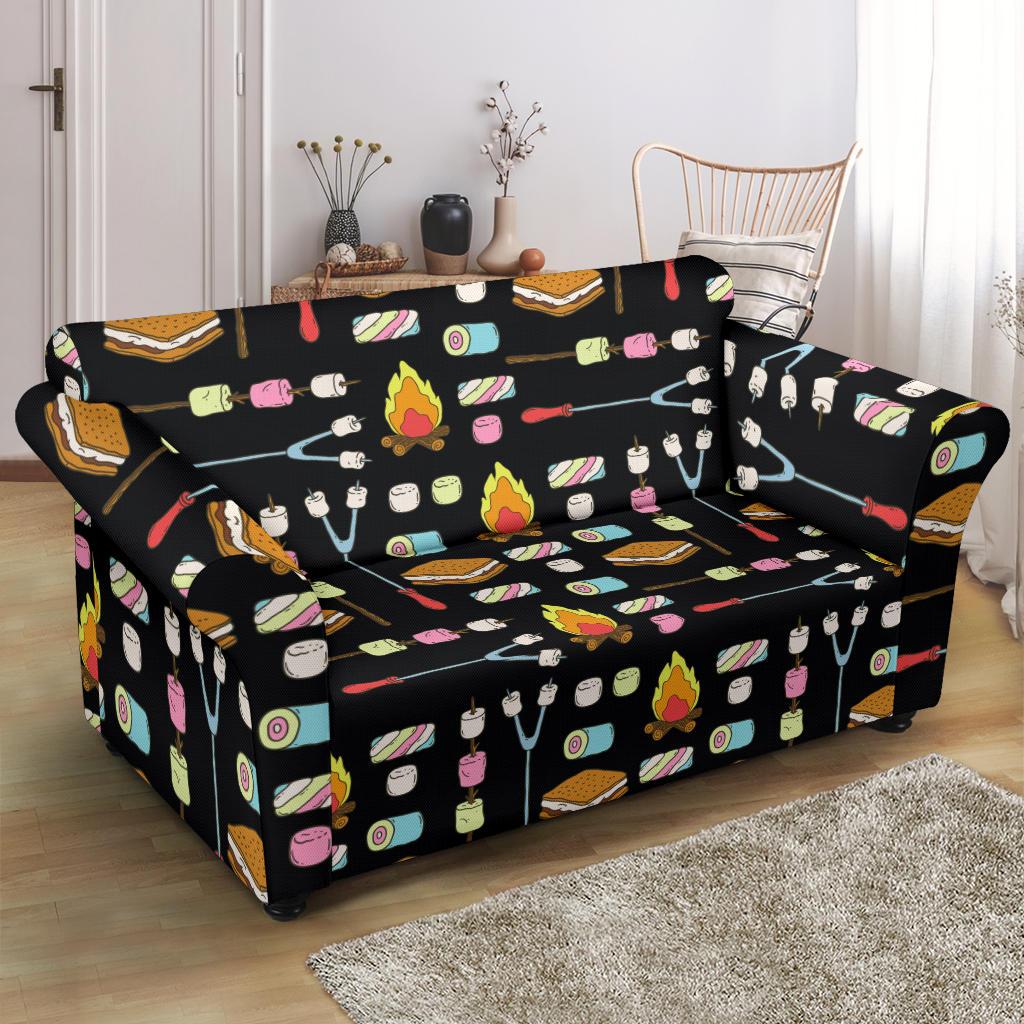 Camping Campfire Marshmallows Loveseat Slipcover-JTAMIGO.COM