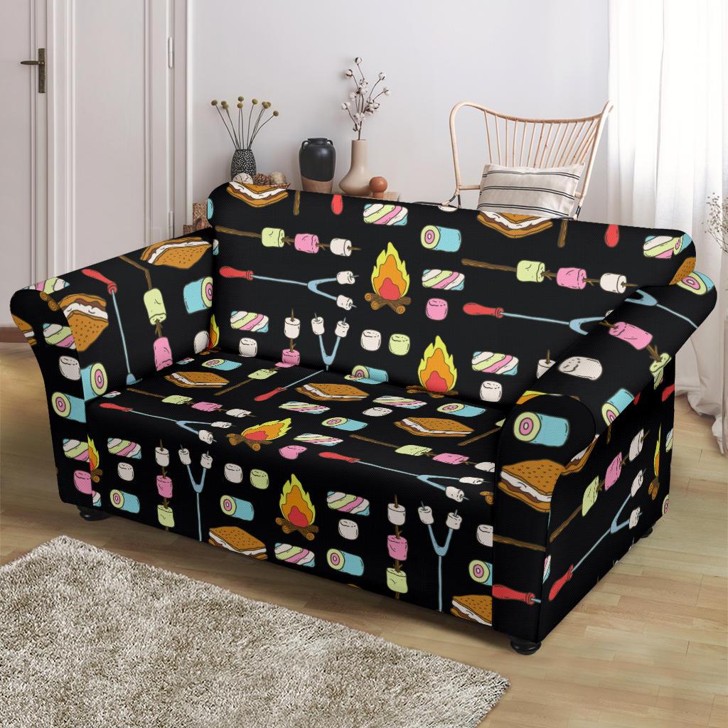 Camping Campfire Marshmallows Loveseat Slipcover-JTAMIGO.COM