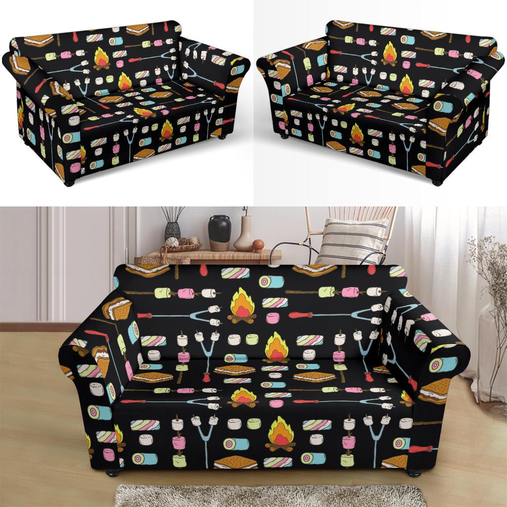 Camping Campfire Marshmallows Loveseat Slipcover-JTAMIGO.COM