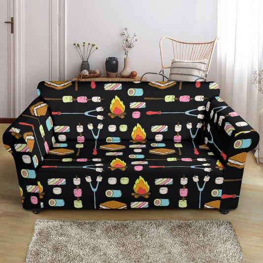 Camping Campfire Marshmallows Loveseat Slipcover-JTAMIGO.COM