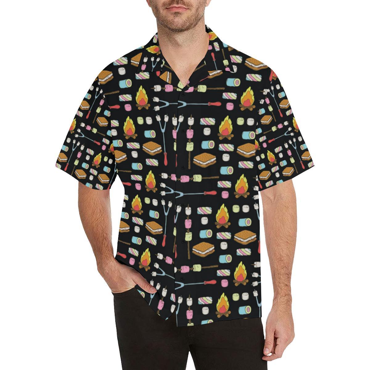Camping Campfire Marshmallows Men Aloha Hawaiian Shirt