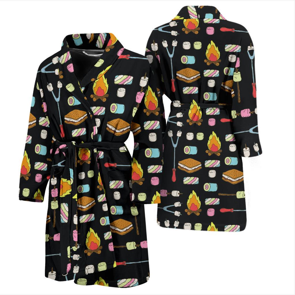 Camping Campfire Marshmallows Men Bath Robe-JTAMIGO.COM