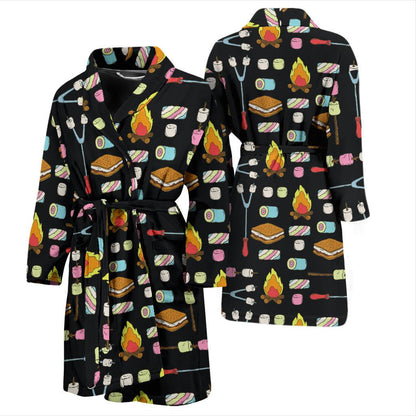 Camping Campfire Marshmallows Men Bath Robe-JTAMIGO.COM