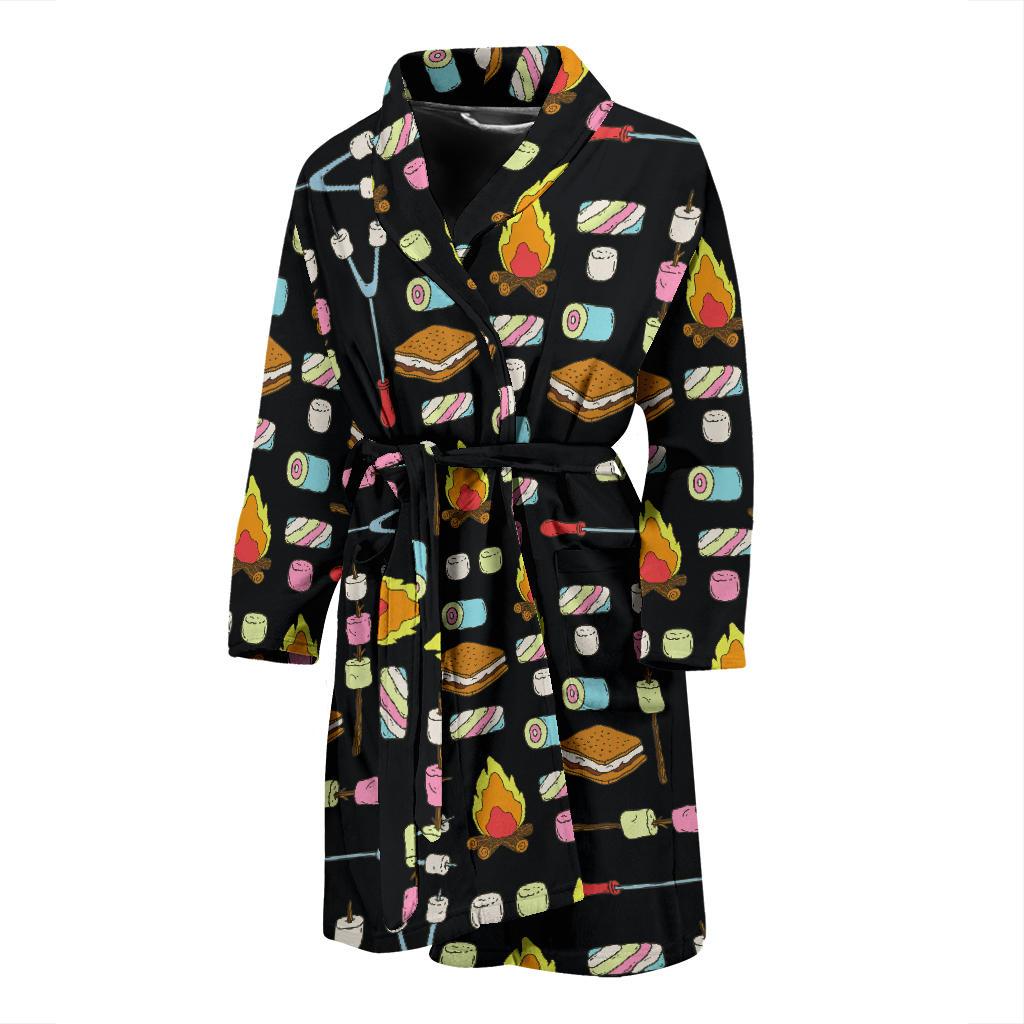 Camping Campfire Marshmallows Men Bath Robe-JTAMIGO.COM