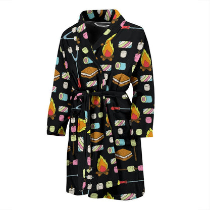 Camping Campfire Marshmallows Men Bath Robe-JTAMIGO.COM