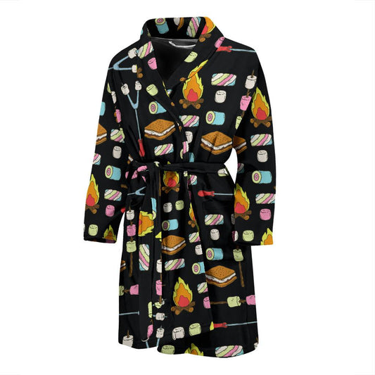 Camping Campfire Marshmallows Men Bath Robe-JTAMIGO.COM