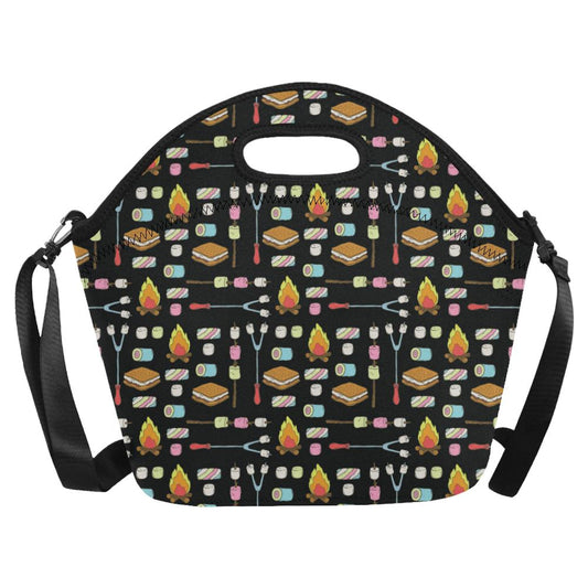Camping Campfire Marshmallows Neoprene Lunch Bag (Model 1669)(Large)-JTAMIGO.COM