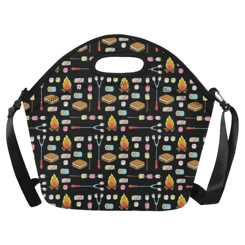 Camping Campfire Marshmallows Neoprene Lunch Bag (Model 1669)(Large)-JTAMIGO.COM