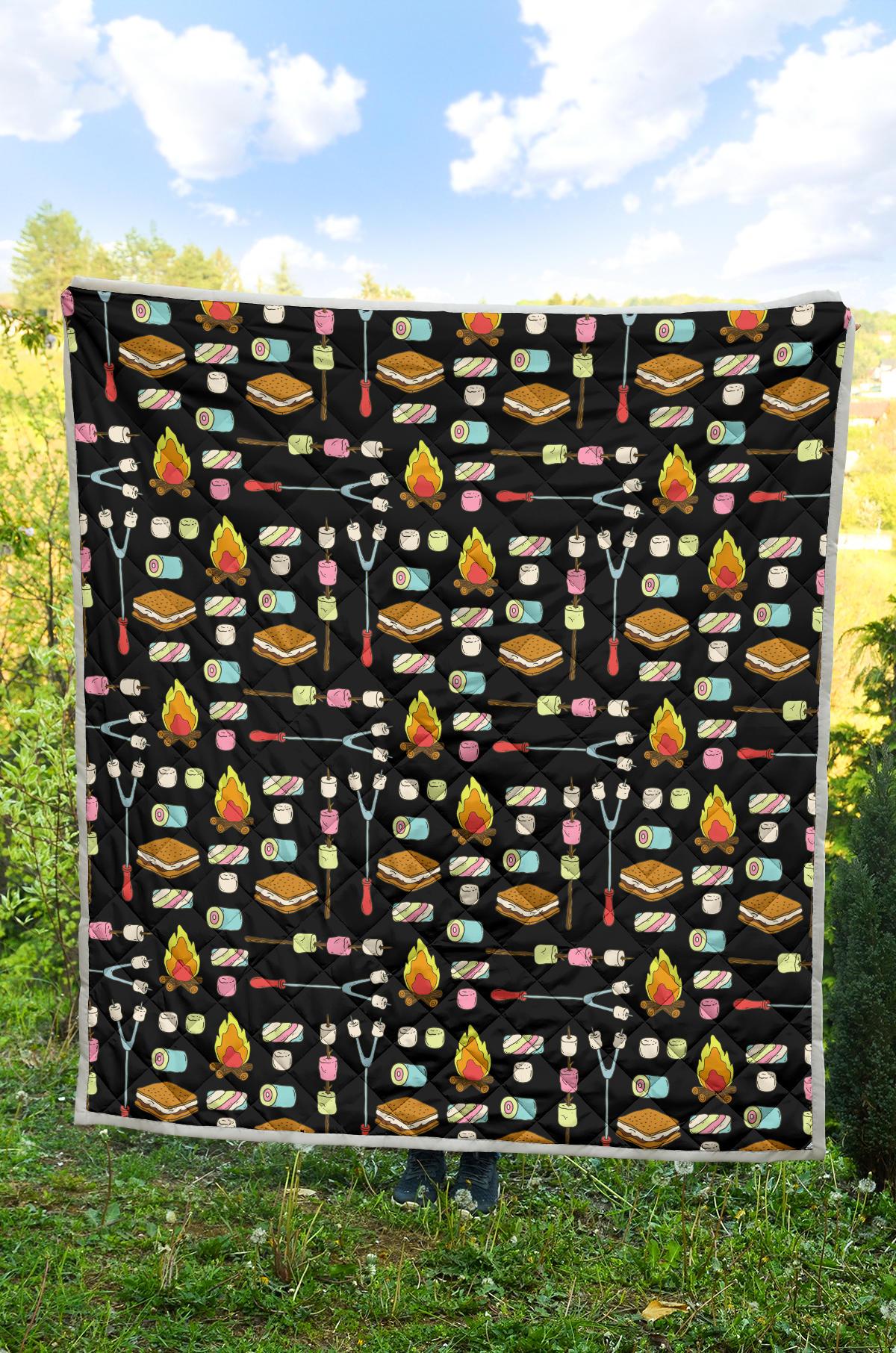 Camping Campfire Marshmallows Premium Quilt-JTAMIGO.COM