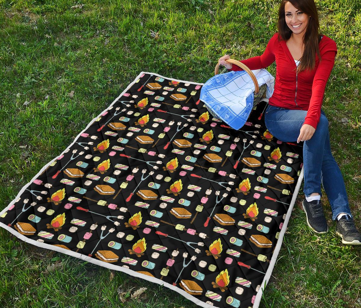 Camping Campfire Marshmallows Premium Quilt-JTAMIGO.COM