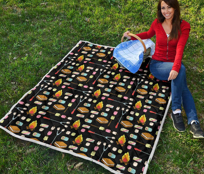 Camping Campfire Marshmallows Premium Quilt-JTAMIGO.COM