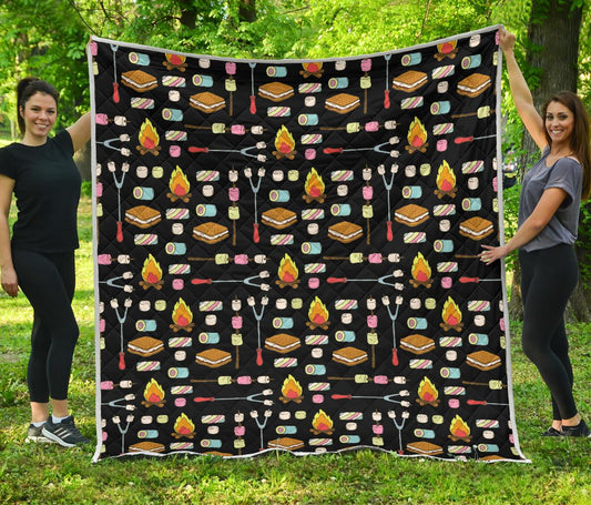 Camping Campfire Marshmallows Premium Quilt-JTAMIGO.COM
