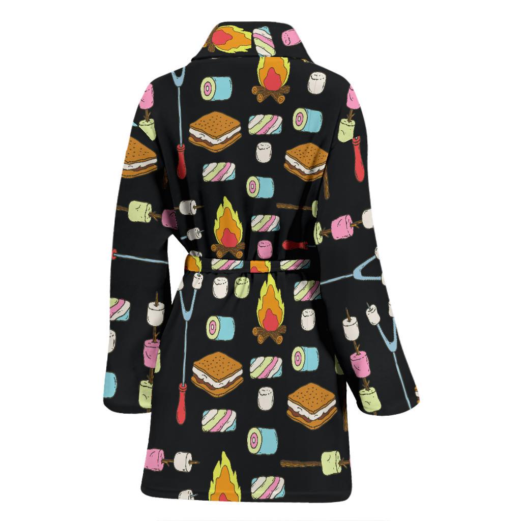 Camping Campfire Marshmallows Women Bath Robe-JTAMIGO.COM