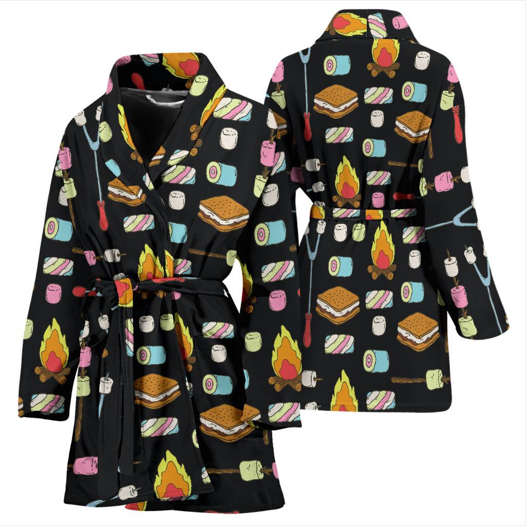 Camping Campfire Marshmallows Women Bath Robe-JTAMIGO.COM