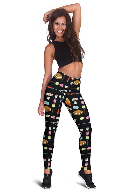 Camping Campfire Marshmallows Women Leggings
