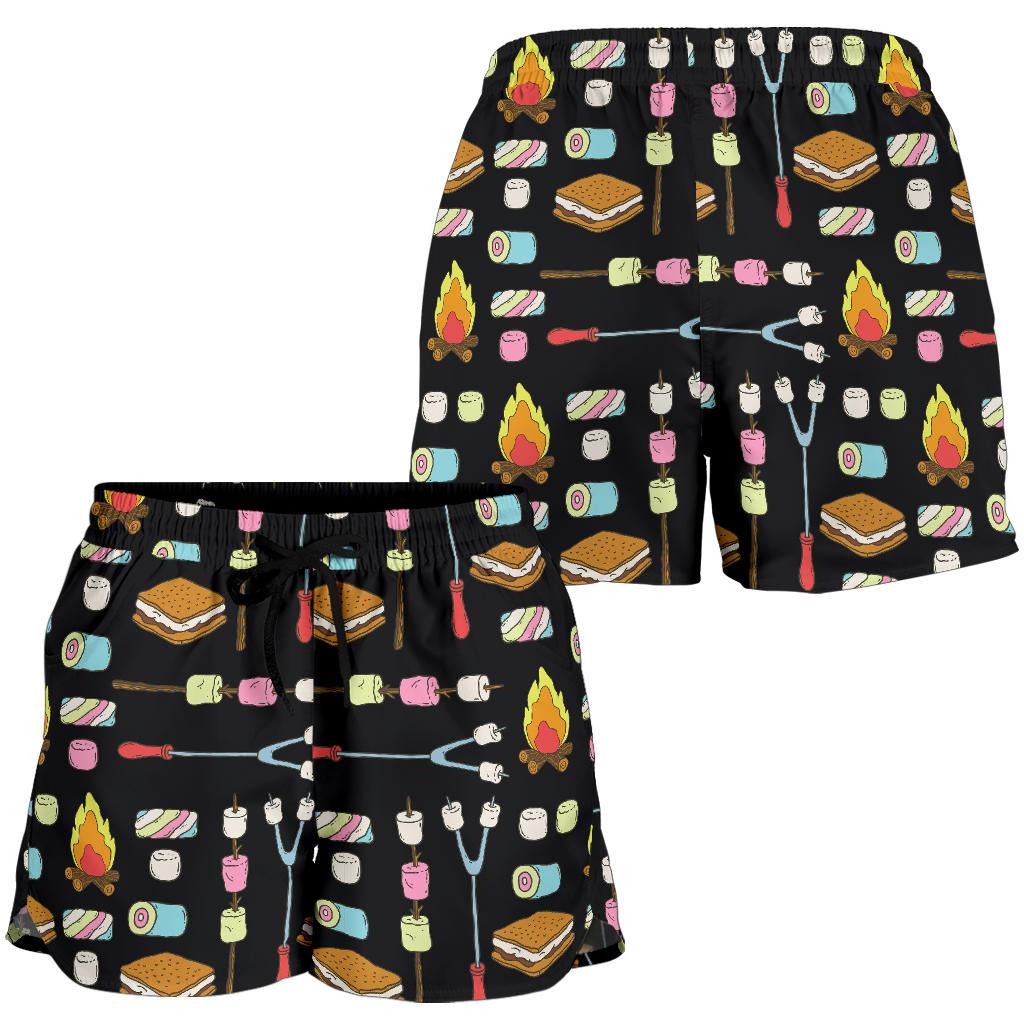 Camping Campfire Marshmallows Women Shorts-JTAMIGO.COM