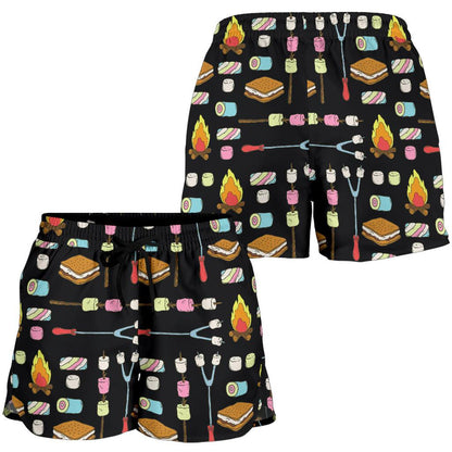 Camping Campfire Marshmallows Women Shorts-JTAMIGO.COM