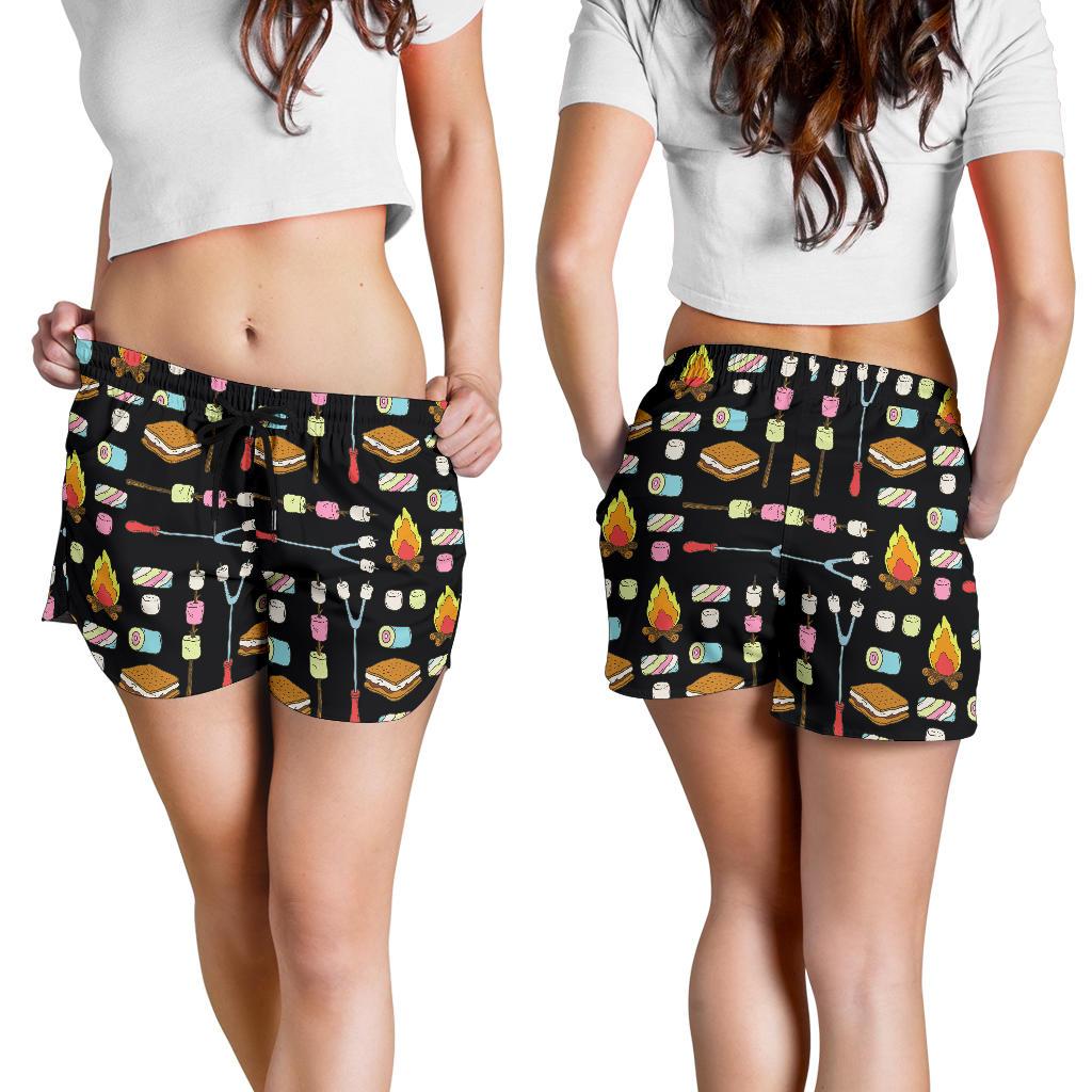Camping Campfire Marshmallows Women Shorts-JTAMIGO.COM