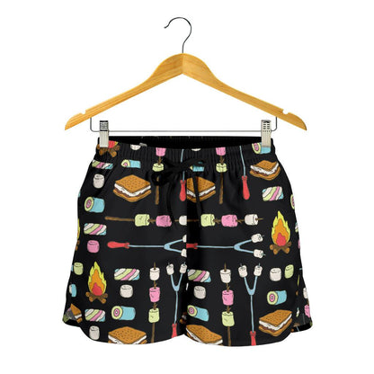 Camping Campfire Marshmallows Women Shorts-JTAMIGO.COM
