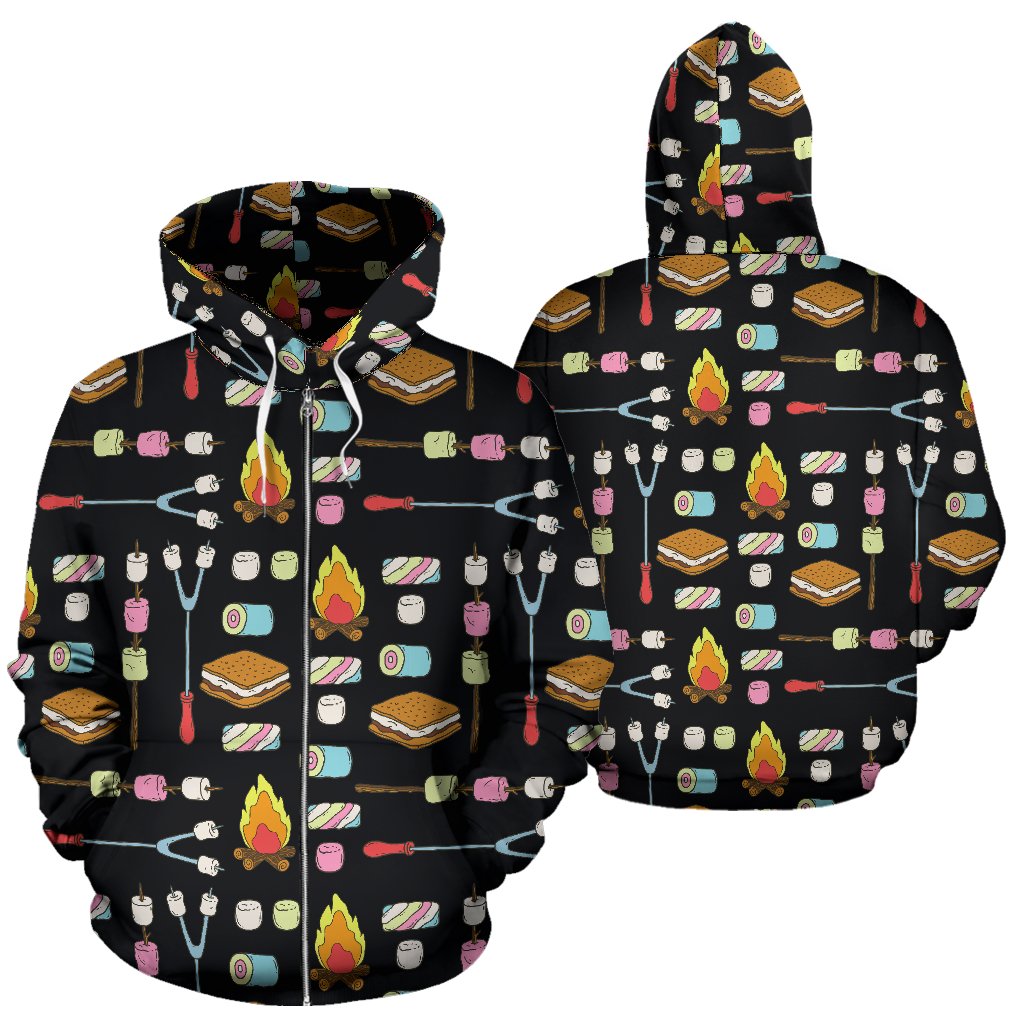 Camping Campfire Marshmallows Zip Up Hoodie