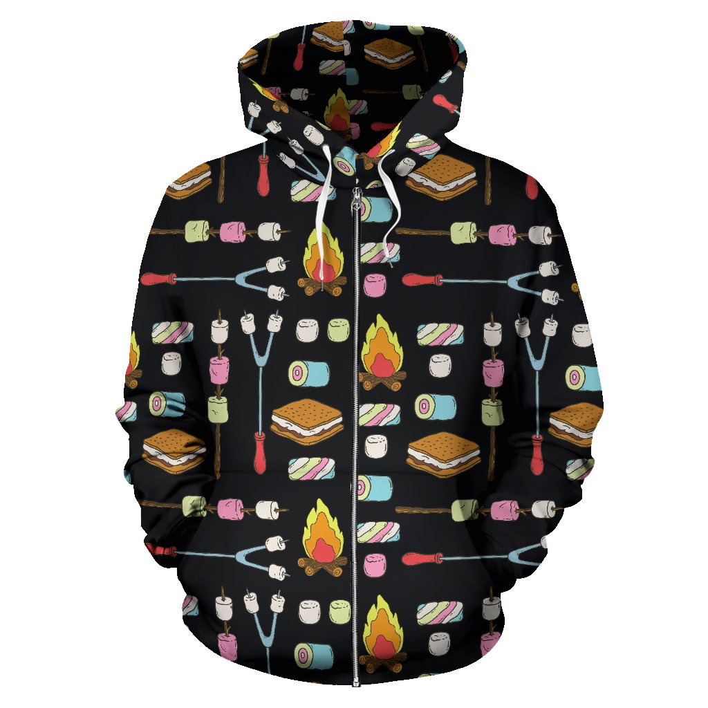 Camping Campfire Marshmallows Zip Up Hoodie