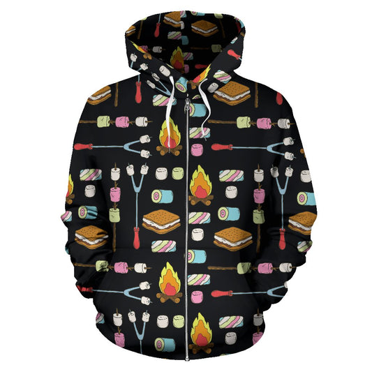 Camping Campfire Marshmallows Zip Up Hoodie