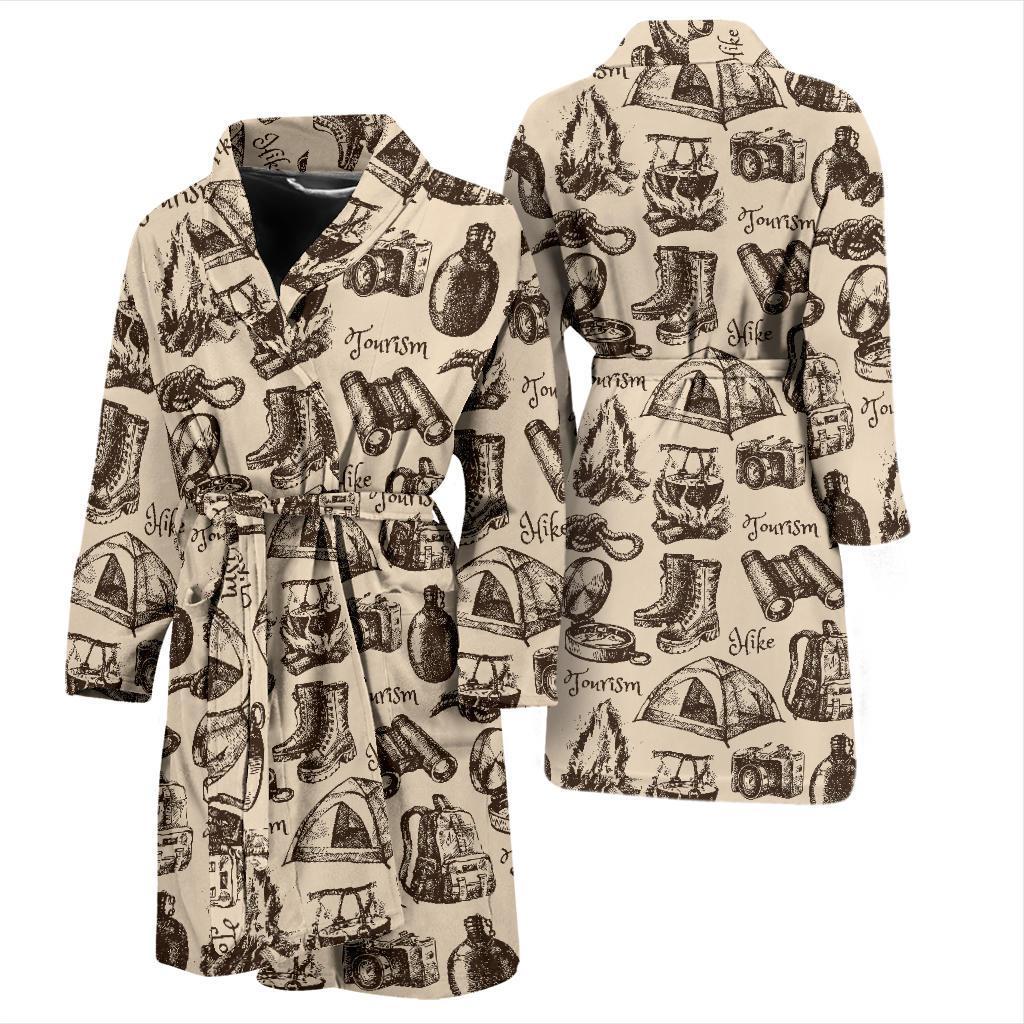 Camping Pattern Print Design 01 Men Bathrobe-JORJUNE.COM