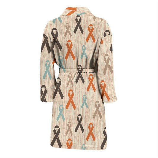 Cancer Awareness Pattern Print Design 01 Men Bathrobe-JORJUNE.COM