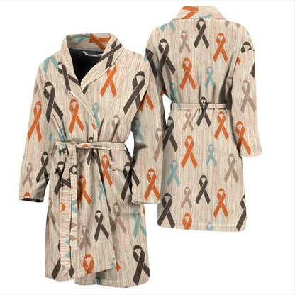 Cancer Awareness Pattern Print Design 01 Men Bathrobe-JORJUNE.COM