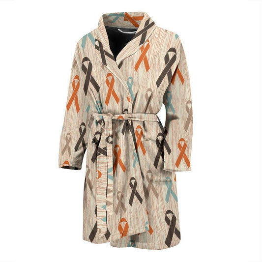 Cancer Awareness Pattern Print Design 01 Men Bathrobe-JORJUNE.COM