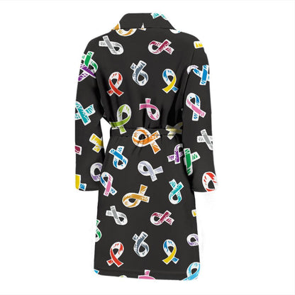 Cancer Awareness Pattern Print Design 02 Men Bathrobe-JORJUNE.COM